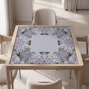 Custom Mahjong Mat, Purple Hydrangea Floral, Waterproof and Non-Slip