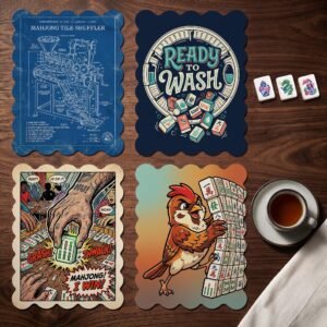 Mahjong Shuffler Cards Set of 4, Scalloped or Classic Mah Jongg Tile Shufflers, Nail Friendly Mahjong Accessories, Game Night Gift for Her