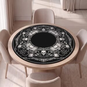 Personalized Round Mahjong Mat, Halloween Skull With or Without Rules, Non-Slip