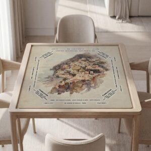 Custom Mahjong Mat, Positano Coastal Art, Polyester - Rubber Backing, Travel Size