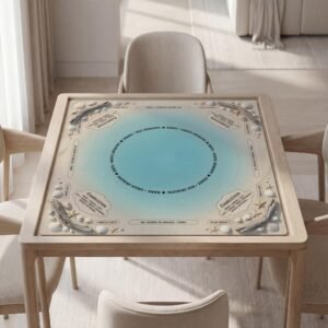 Personalized Mahjong Mat, Coastal Beach Theme, Polyester, Non-Slip, Pouch Included