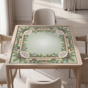 Winter Pine Custom Christmas Mahjong Mat With or Without Rules, Soft Top, Non-Slip Backing