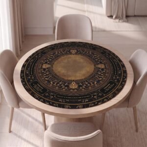 Custom Round Mahjong Mat, Ornate Leopard Floral Game Table Cover With or Without Charleston Rules, Non-Slip, Soft Top