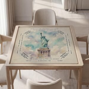 Custom Mahjong Mat, Lady Liberty Art, Waterproof, Non-Slip, Quiet Play