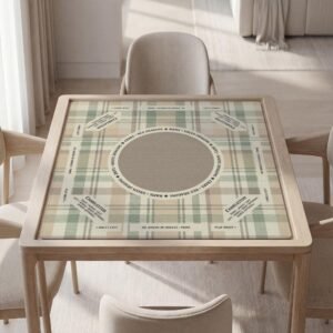 Personalized Mahjong Mat, Beige Cappuccino Design, Soft Polyester Top, Non Slip Backing